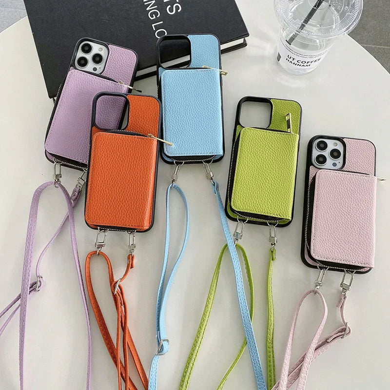 Mugrs™ Vegan Leather Crossbody Phone Case with Long Strap