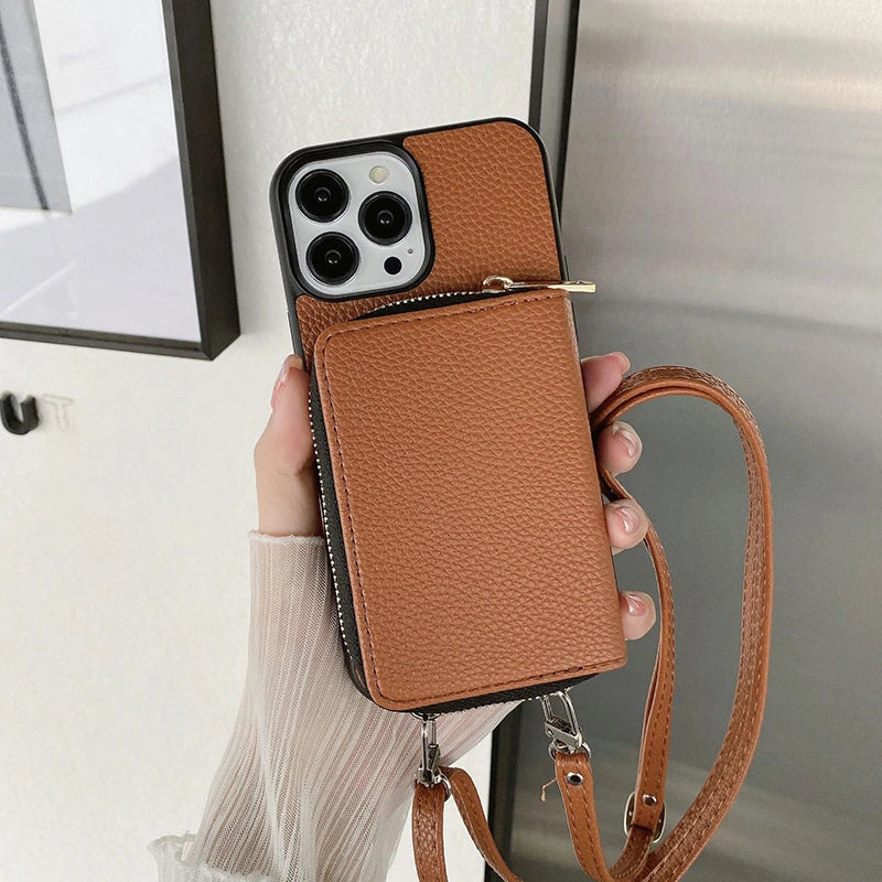 Mugrs™ Handyhülle aus veganem Leder mit langem Riemen
