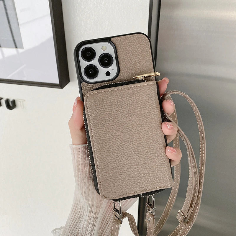 Mugrs™ Vegan Leather Crossbody Phone Case with Long Strap