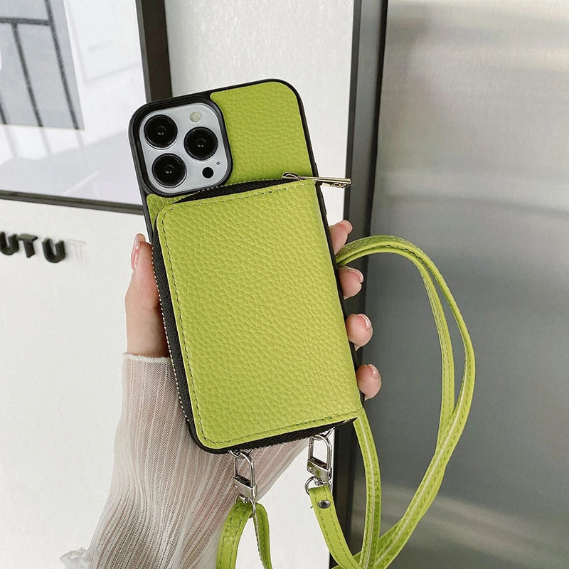 Mugrs™ Handyhülle aus veganem Leder mit langem Riemen