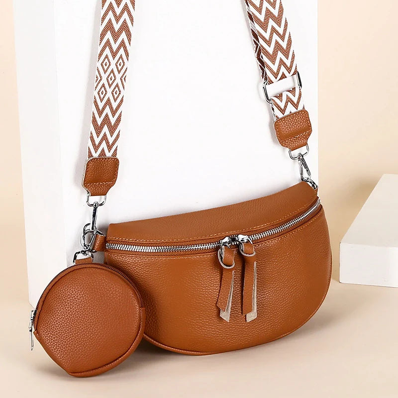 Sac à bandoulière en cuir véritable de luxe Mugrs™ en deux parties