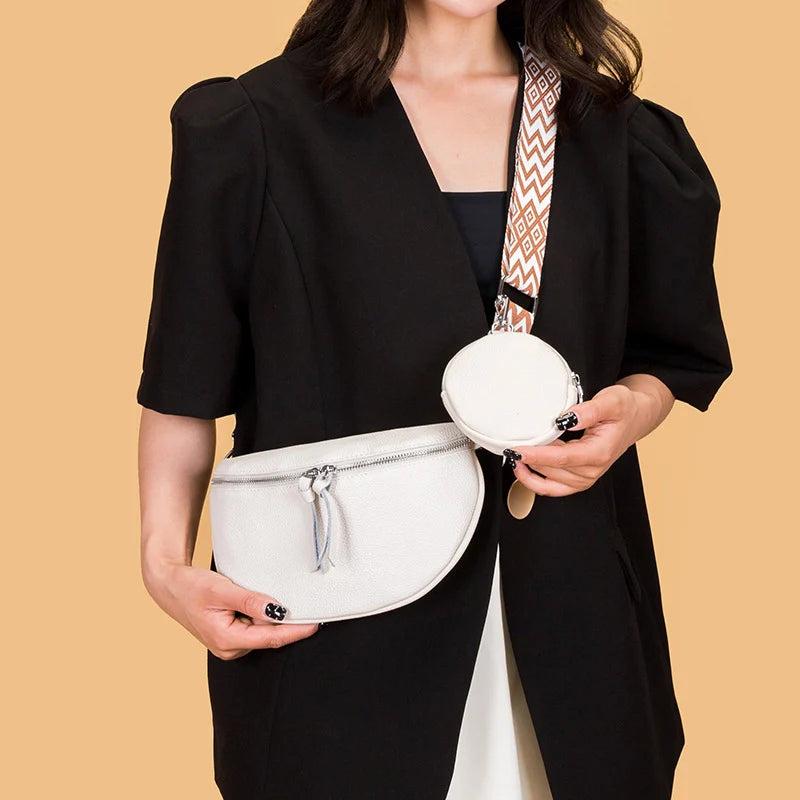 Sac à bandoulière en cuir véritable de luxe Mugrs™ en deux parties