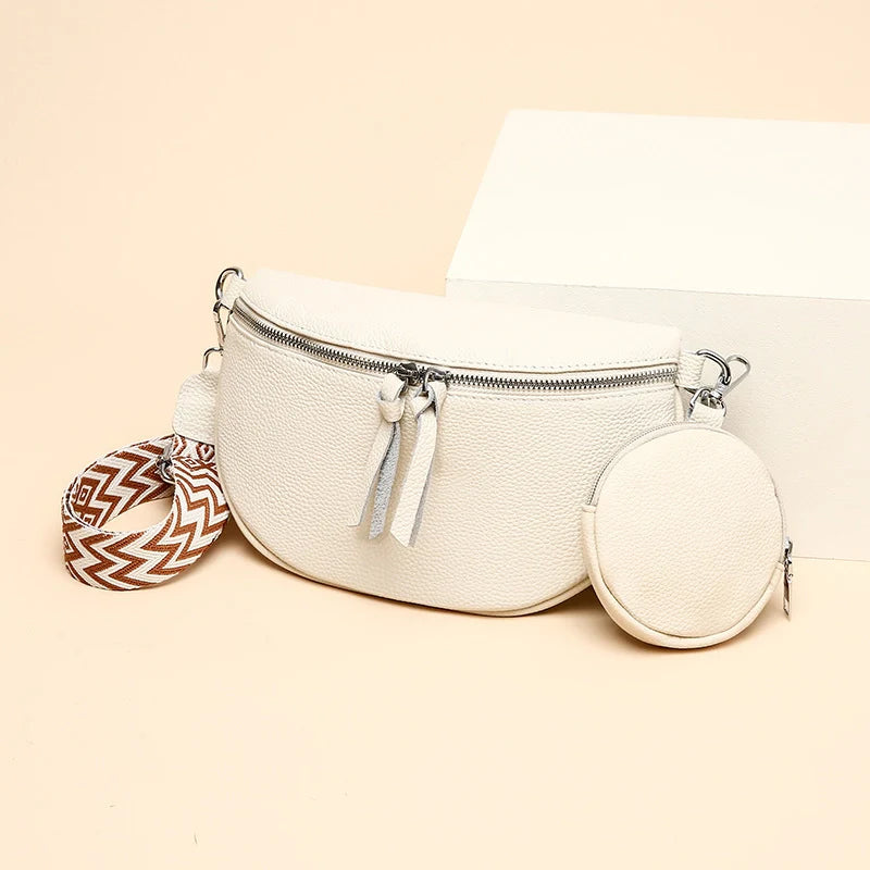 Sac à bandoulière en cuir véritable de luxe Mugrs™ en deux parties