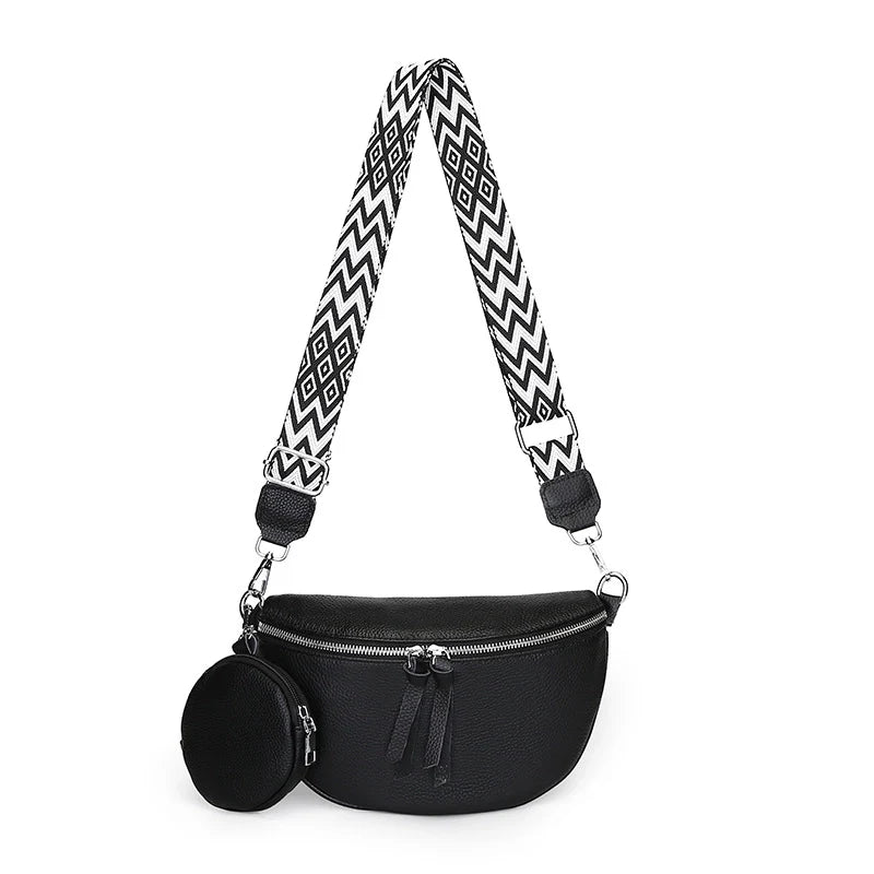 Sac à bandoulière en cuir véritable de luxe Mugrs™ en deux parties