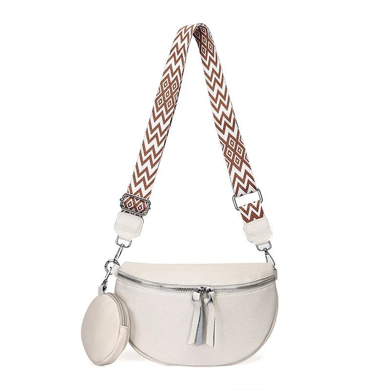 Sac à bandoulière en cuir véritable de luxe Mugrs™ en deux parties