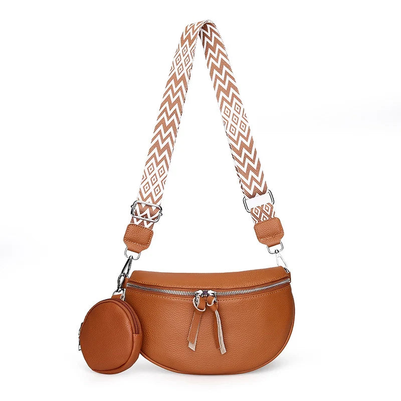 Sac à bandoulière en cuir véritable de luxe Mugrs™ en deux parties