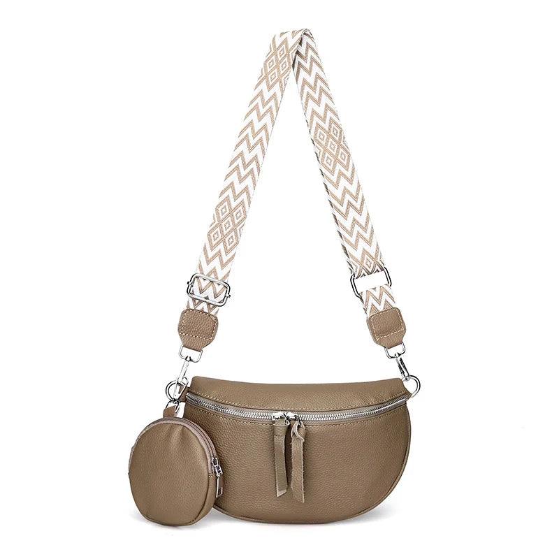 Sac à bandoulière en cuir véritable de luxe Mugrs™ en deux parties