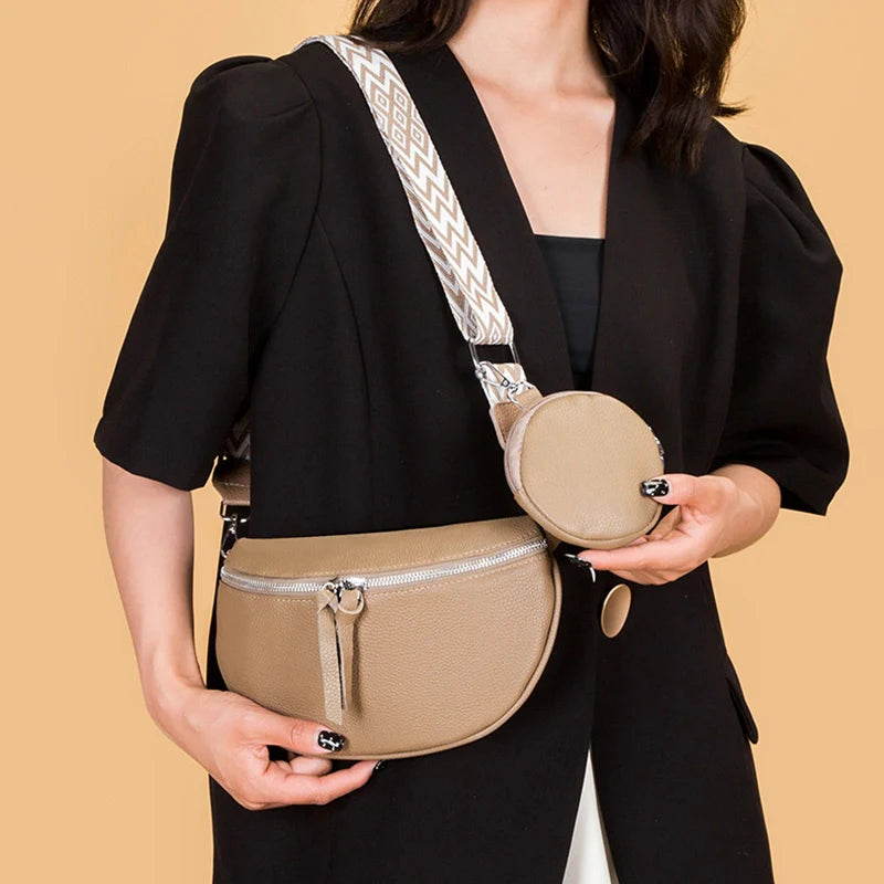 Sac à bandoulière en cuir véritable de luxe Mugrs™ en deux parties
