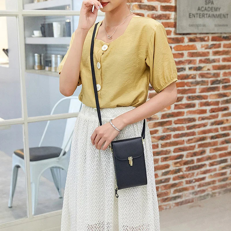 Pochette portefeuille à boutons en cuir PU Mugrs™ pour téléphone