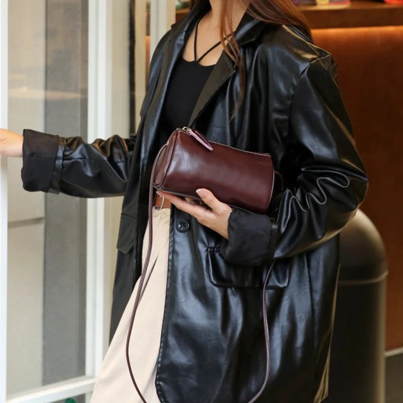 Sac à bandoulière en cuir tanné végétal avec fermeture éclair Mugrs™