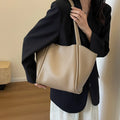 MUGRS women's tote bag in Khaki – close-up of the flap, PU leather, spacious