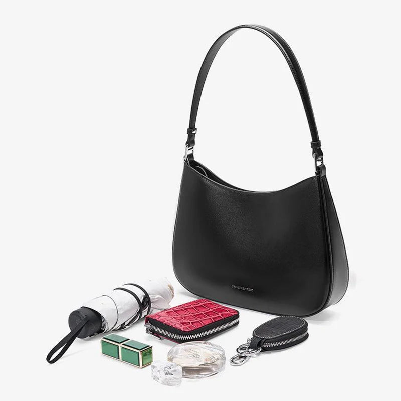 Mugrs™ Stylish Genuine Leather Underarm Handbag Tote Bag