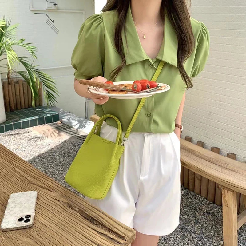 Sac seau Mugrs™ Sac bandoulière en cuir végétalien pur végétal