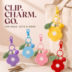 MUGRS Handmade Plush Crochet Flower Keychain Set – Knitted Bag Charms