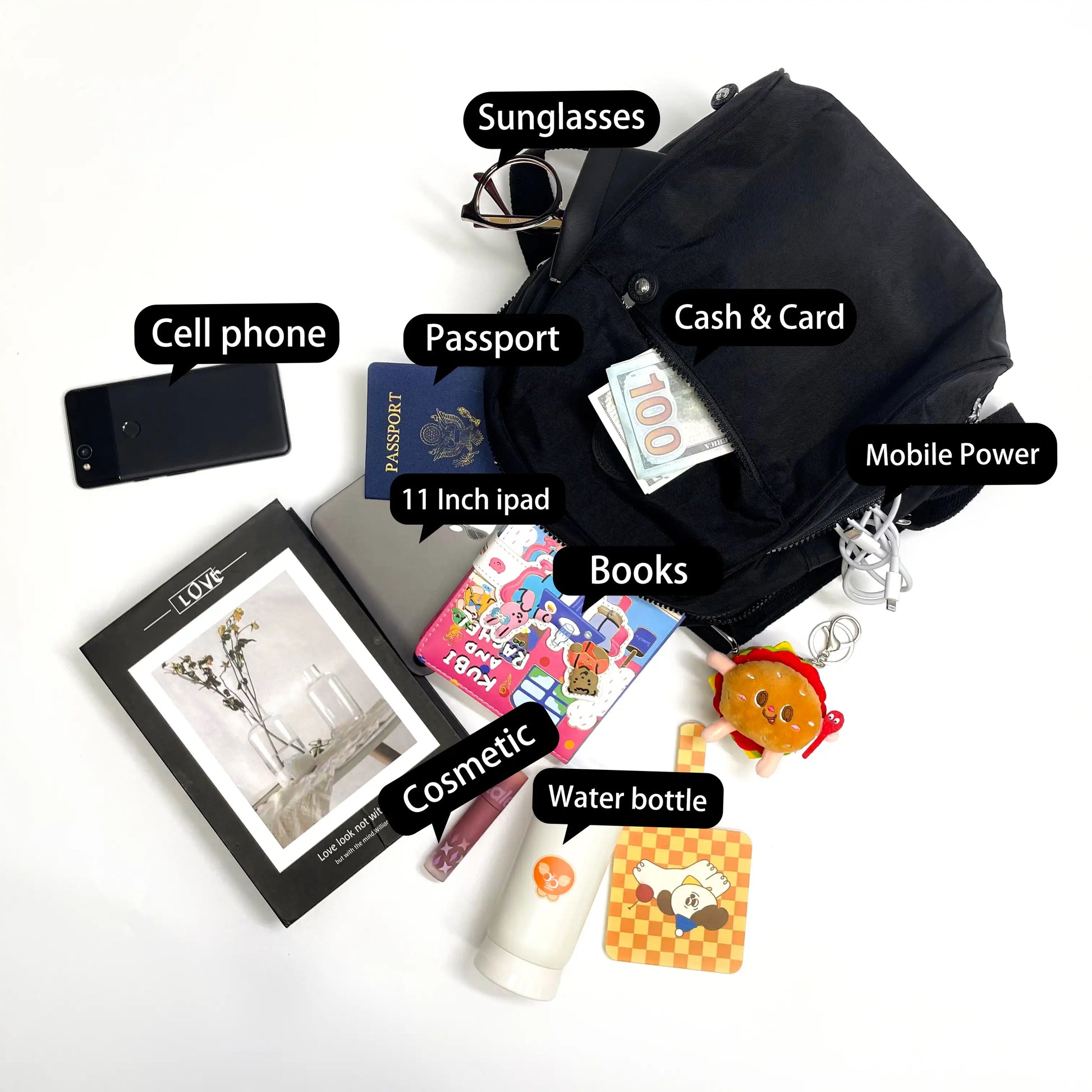 Mini sac à dos minimaliste léger, 7 couleurs