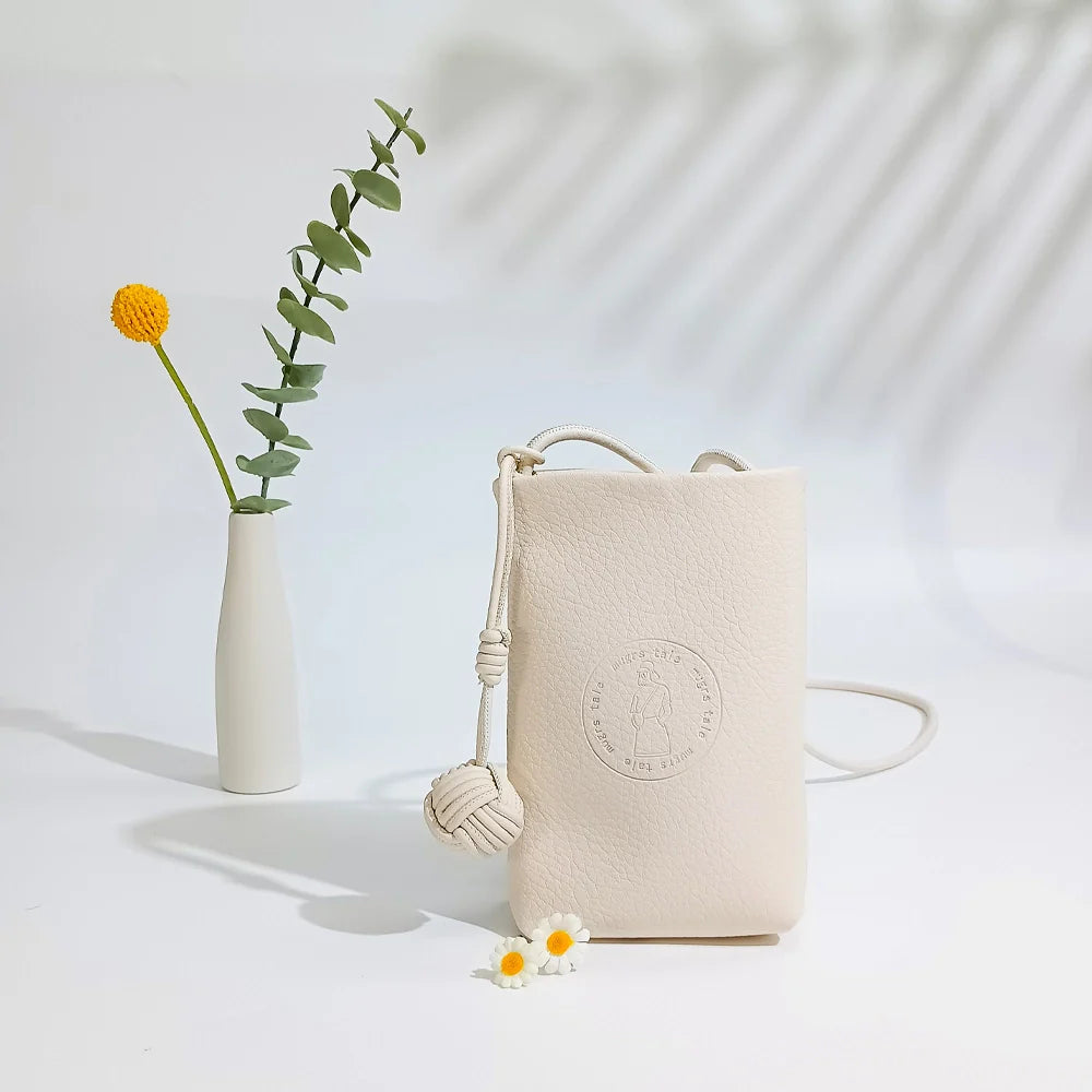 Mugrs™ Vegan Leather Crossbody Phone Bag, Cream Color