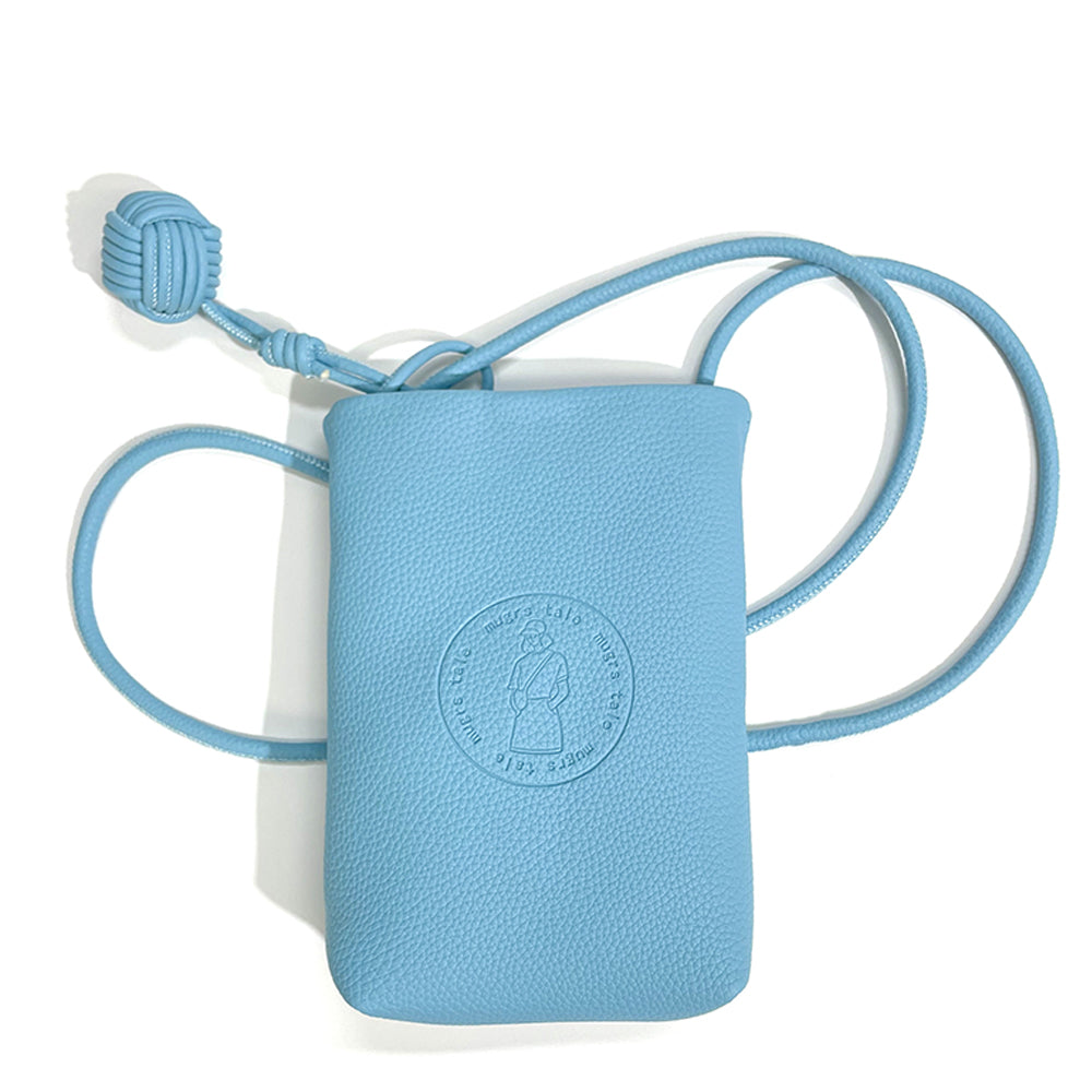 Mugrs classic light blue vegan leather crossbody cell phone bag with embossed for women