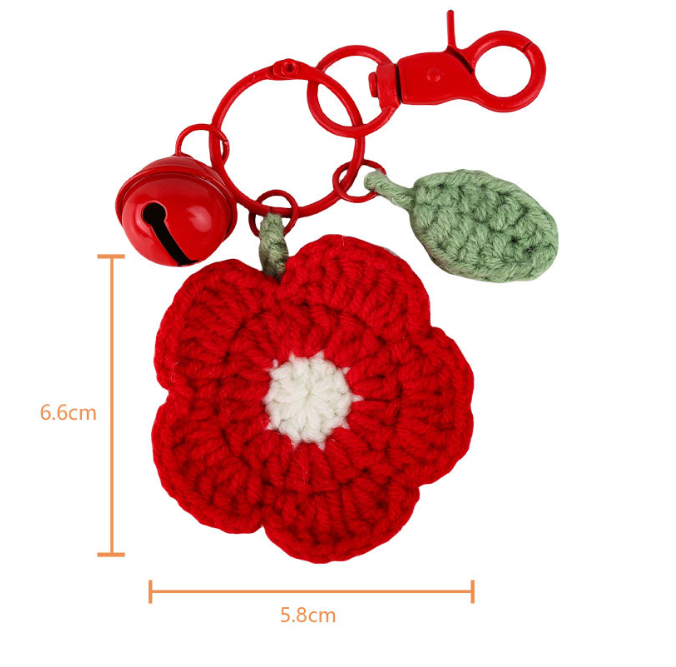 MUGRS Handmade Plush Crochet Flower Keychain Set – Knitted Bag Charms